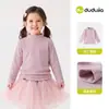 Camiseta Dudu Family para Meninos Outono Infantil Manga Longa Camada Base para Meninas Bebê Gola Meia Alta Roupa Íntima Roupa Infantil Novo