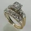 Anillo de Dos Piezas con Diamantes de Moda de Diseño de Nicho Retro Nuevo Transfronterizo Europeo y Americano Creativo Personalizado al por Mayor