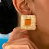 Un Par de Pendientes Cuadrados Geométricos Esmaltados con Patrón Vintage para Mujer para el Uso Diario Casual