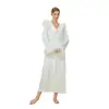 Robe de verão para mulheres de comércio exterior com penas, robe externo longo com capuz, removível, luxo leve, modelagem solta, roupão de casa feminino