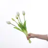 Buquê de Tulipas de Borracha Macia Simulada Pe Látex Silicone Flor de Tulipa Flor Simulada Toque Hidratante 5 Tulipas
