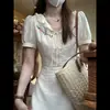 Nuevo Vestido Elegante de Verano 2026 Estilo Francés Ceñido a la Cintura Adelgazante para Mujer, Vestido de Longitud Media de Alta Gama para Mujeres Petitas