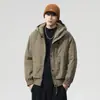 Chaqueta de algodón estilo americano para trabajo para hombre, chaqueta funcional de invierno para exteriores, cálida, acolchada de algodón, con capucha