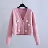 Estilo Coreano Primavera y Otoño Nuevo Estilo Fresco Abrigo Suéter Corto Retorcido para Mujer Ropa Exterior Holgada Cárdigan Pequeño de Punto para Mujer