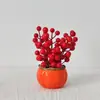 Flor Artificial Decoración Fruta de la Fortuna Flor de Acebo Flor Seca Sala de Estar Año Nuevo Boda Decoración Flor Falsa Hoja Dorada Fruto Rojo