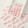 Cuentas acrílicas en forma de corazón color crema con recubrimiento UV, con agujeros pasantes, para pulseras, collares y otras manualidades hechas a mano