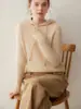 Suéter de cachemira para mujer con sudadera con capucha de media cremallera, tejido de punto liso suelto casual para otoño e invierno, top elegante que reduce la edad