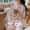 Pijama para Mujer 2024 Primavera y Otoño Algodón de Burbujas Tejido Arrugado Manga Larga Estilo Princesa de Dibujos Animados Ropa de Abrigo Ropa para el Hogar conjunto