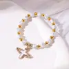 Nuevo Pulsera Cruzada de Pintura al Óleo con Cuentas Acrílicas Estampadas en Oro de Temu Pulsera Transfronteriza de Ángel para Hombres y Mujeres Pulsera de Bautismo