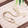 Corda para Pingente de Colar Quatro Fios Tecida à Mão Corda para Pingente Jaspe Vermelho Natural do Sul Miçangas com Núcleo de Oliva Podem Ser Combinadas com Pingente de Jade Cera de Abelha