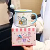 Taza de cerámica de dibujos animados Sanrio para uso doméstico, taza de leche linda y creativa para niños, taza abierta para estudiantes