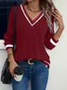 2025 Verano Europeo y Americano Transfronterizo Estación Independiente de Amazon Temu Primavera y Otoño Ropa de Mujer Casual Cuello en V Color Sólido Patchwork Manga Larga