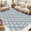 Alfombra Transfronteriza Geométrica de Lujo Ligero Estilo Americano, Rayas Simples, Lavable, Antideslizante, Adecuada para Sala de Estar y Dormitorio, Plegable