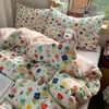 Algodón Puro Grado A para Mamá y Bebé Algodón en Bola Dibujos Animados Frescos Funda de Edredón Sábana Bajera Ropa de Cama para Dormitorio Estudiantil 4