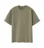 Camisa de manga corta pesada desgastada de 430 g (Hilo doble de 16 hilos) camiseta de moda con cuello redondo, casual y cómoda con diseños estampados y bordados