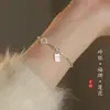 Nuevo Pulsera de Perlas de Plata Rota de Loto para Mujer, Diseño de Nicho de Lujo Ligero de Moda, Pulsera de Plata Rota Simple y Versátil al por Mayor