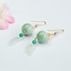 Brincos de Gancho de Contas Redondas de Jade Birmanês Natural de Grau A Brincos de Folha de Jade Atacado Dropshipping S3120901