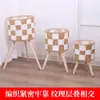 Estilo Nórdico Soporte de Flores de Madera de Pie con Macetas de Ratán, Decoración de Sala de Estar, Decoración de Balcón Interior, Cesta para Plantas Verdes, Transfronterizo