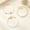 Joyería Transfronteriza Europea y Americana, Pulsera de Perlas de Imitación de Forma Irregular, Cadena Empalmada, Estrella de Ocho Puntas con Accesorios de Diamante, Pulsera de Perlas de Concha