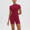 Mono de Yoga Sexy Ajustado de Manga Corta de Color Sólido Europeo y Americano para Mujer, Mono Deportivo Ajustado para Baile y Fitness