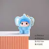Figurinhas de Elefante Kuku Flocado Fofo de Resina para Carro e Mesa de Escritório, Pequenos Enfeites, Presentes Criativos Atacado