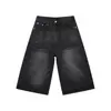 Shorts vaqueros azules desgastados de estilo retro americano, versátiles y de nicho para el verano, pantalones cortos holgados de pierna ancha rectos con caída para hombre