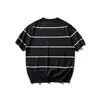 Yidao Vintage 2026 Verano Nuevo Estilo Old Money Casual Cuello Redondo Elástico Rayas Retro Versátil Tejido Manga Corta Camiseta para Hombre