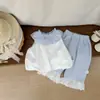 Traje de Verano para Niña Estilo Coreano Cuello de Muñeca Chaleco Bebé Encaje Empalmado Pantalón Recto Conjunto de Dos Piezas