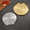 Plato Redondo Espesado de Acero Inoxidable para Uso Doméstico, Plato Plano para Fideos Fríos, Plato para Cocinar al Vapor, Bandeja Redonda de Fondo Plano, Plato Dorado, Plato Grande