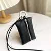 Bolsa para llaves de cuero PU fresca estilo japonés con patrón de lichi, Portallaves portátil anti-pérdida, Billetera portátil para mujer