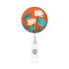 Crachá de identificação do fabricante com tema floral e clipe retrátil, revestimento plástico de fácil fixação, adequado para crachás temáticos florais e de animais para uso transfronteiriço