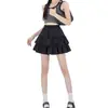 Saia Mini Anti-Exposição Fina Primavera Verão Petite Saia Evasê Ruffles Cintura Elástica Tutu de Ballet Feminino