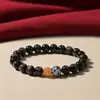 Loja de Fábrica Pulseira de Obsidiana Natural para Mulheres, Contas Olho de Arco-Íris de Lótus, Pulseira de Obsidiana Dourada para Homens, Presente de Ano do Zodíaco