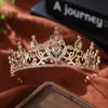 Europeo y Americano Transfronterizo Más Vendido Boda Nuevo Tocados Incrustados con Pedrería Cristal Semicírculo Novia Redonda Aleación Corona Corona de Reina