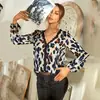 Ropa de Mujer Transfronteriza 2022 Primavera y Otoño Cárdigan de Encaje de Manga Larga Cuadros Azules Elegante Ropa de Trabajo Camisa de Longitud Media Cuello en V para Mujer