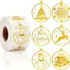 500 Pegatinas/Rollo Pegatinas Navideñas Doradas Transfronterizas Regalo Decoración DIY Pegatinas para Hornear Etiquetas Adhesivas Selladoras