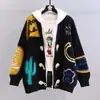 Cárdigan suéter con capucha de dos piezas falso de comercio exterior japonés y coreano para mujer, otoño e invierno 2026, estilo suelto, casual, tejido grueso