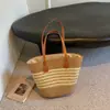 Bolsa de palha feminina bolsa de verão bolsa de praia bolsa grande capacidade bolsa de ombro trançada bolsa de palha de vime bolsa balde moderna