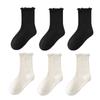 [Estilo Popular] Calcetines para Niñas de Venta Transfronteriza Primavera y Otoño Encaje de Oreja de Madera Princesa Calcetines Infantiles Blancos y Negros Calcetines de Caña Media para Niñas