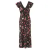Bzl2026 Primavera Nuevo Estilo Europeo y Americano Sexy Cuello en V Sin Mangas Francés Elegante Estampado Floral Cintura Ajustada Vestido Imagen a Color
