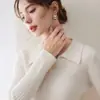 Suéter de Punto Casual para Viajes con Cuello Polo de Cachemira para Mujer de Manga Larga Estilo Nuevo Cálido Suave Moda Nuevo Estilo