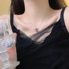 Collar de Amor Rosa Estilo Francés Super Hada Microincrustado Cadena para Clavícula Estilo Coreano Clásico Distintivo Lujo Ligero Cadena para Clavícula con Cordón