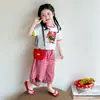 Conjunto Curto para Meninas 2026 Verão Novo Estilo Moda Casual Infantil Elegante Conjunto de Duas Peças com Calça Xadrez para Crianças e Bebês