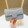 Bolsa Nova Feminina Transfronteiriça Moda High-end Nicho Diamante Completo Bolsa de Axila Brilhante de Mão Ombro Transversal Bolsa de Noite