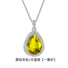 Pingente Brilhante de Diamante com Borda Travada Cheio de Diamantes Pingente de Pedra Preciosa Colorida Esmeralda em Formato de Gota d'Água Colar de Noivado de Luxo Europeu e Americano Banhado a 18K