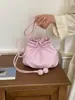 Bolsa Saco com Cordão Estilo Simples Couro Macio Feminina 2026 Nova Versátil Textura de Lichia Ombro Único Transversal Bolsa da Sorte Bolsa Feminina