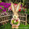 Adornos de Conejo Tejidos de Paja para Creación de Entorno en Jardín de Infancia, Rincón de Plantas, Decoración del Hogar con Temática de Bosque, Sala de Estar, Escaparate, Decoraciones de Boda, Accesorios para Fotografía