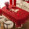 Mantel de Año Nuevo Impermeable a Prueba de Aceite Sin Lavado Mantel Festivo Rojo Lujo Ambiente de Gama Alta Mantel para Mesa de Café