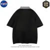 Camisa Polo de Verano Estilo Americano de Dos Piezas Falsas con Retazos Manga Corta Diseño para Hombre Elegante con Cuello Camisero Tendencia Marca Nasa