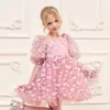 Vestido de princesa para niña con mangas abullonadas, tul y diseño de mariposa 3D, vestido de florista para cumpleaños infantil, productos transfronterizos europeos y americanos